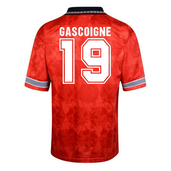 England 1990 Away Retro Football World Cup Shirt Red Gascoigne 19