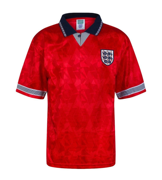 England 1990 Away Retro Football World Cup Shirt Red Gascoigne 19