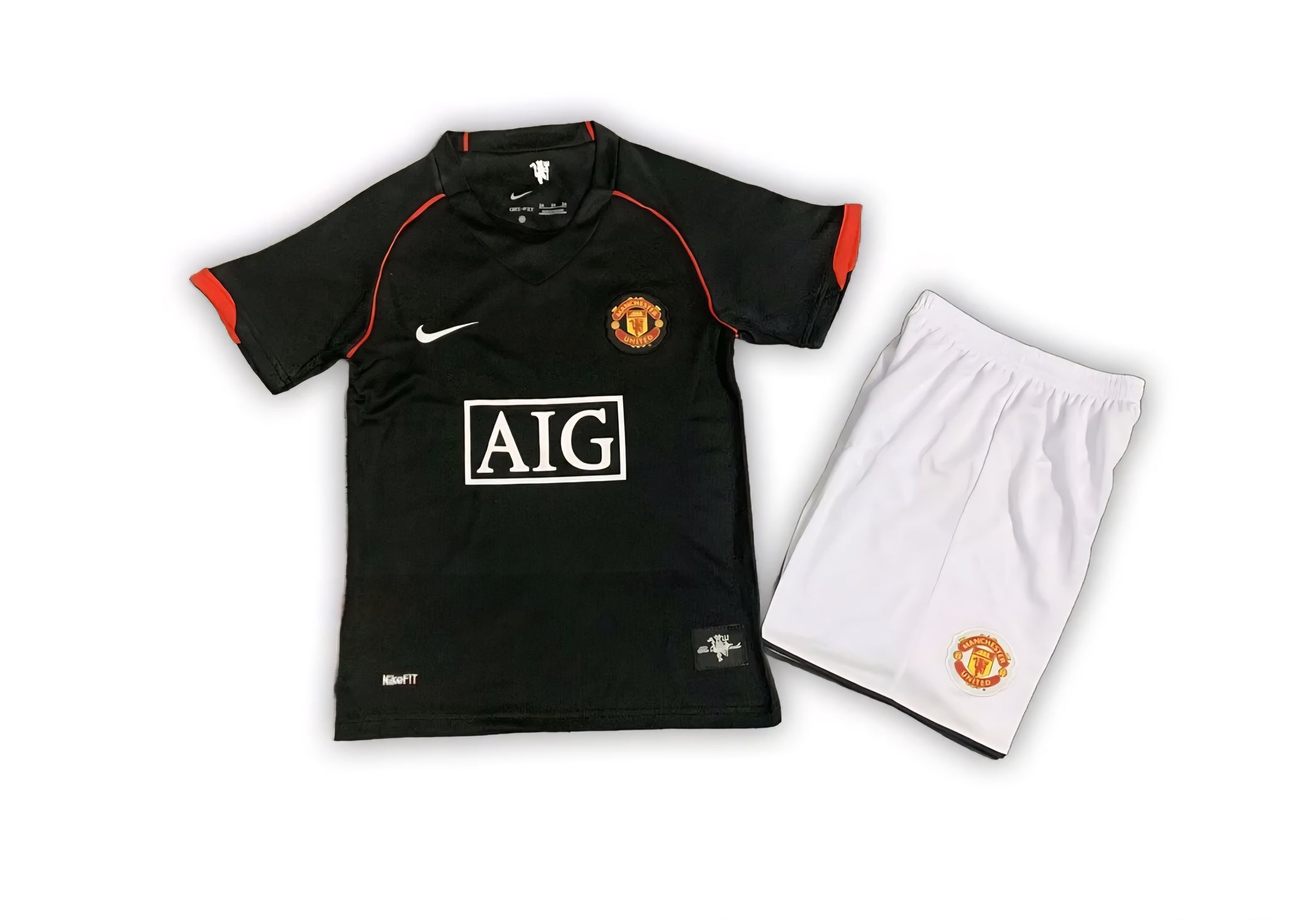 Manchester United 2007-2008 Retro Away Kid's Football Kit Black