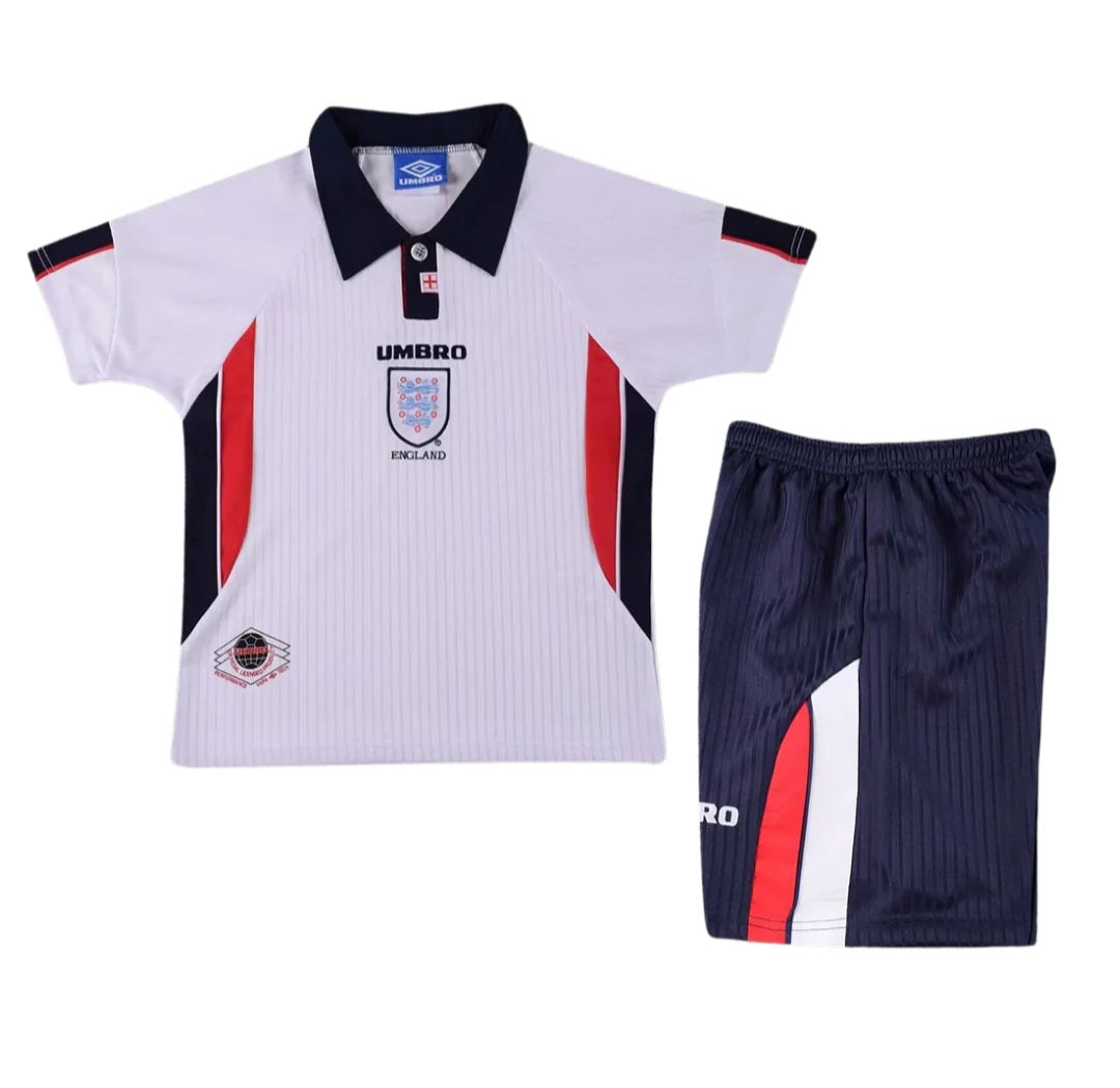 England 1998 Retro Kid's Football Kit White