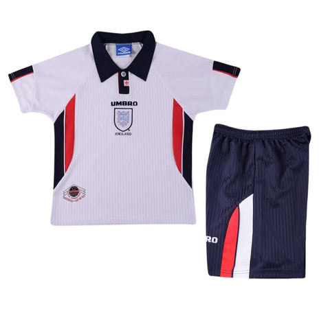 England 1998 Retro Kid's Football Kit White