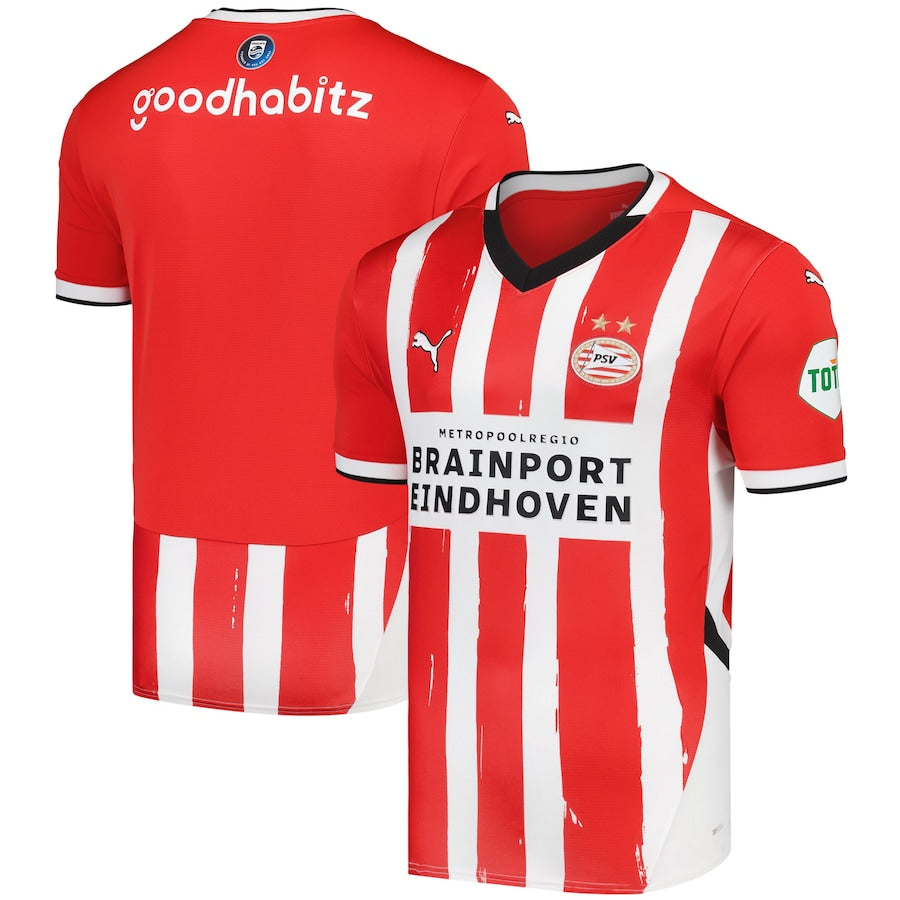 PSV Eindhoven 2024-2025 Home Men's Football Shirt Red & White Stripes