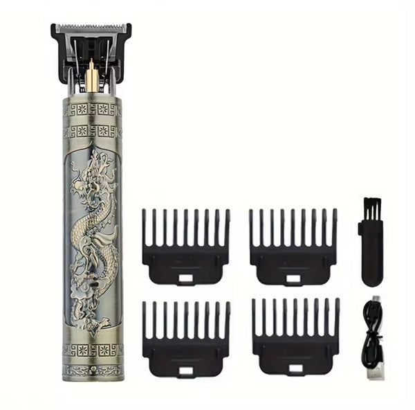 T9 Professional Mens Hair Clippers Trimmer Machine Small/Mini Cordless Beard Electric Shaver Chinese Dragon Pattern Design