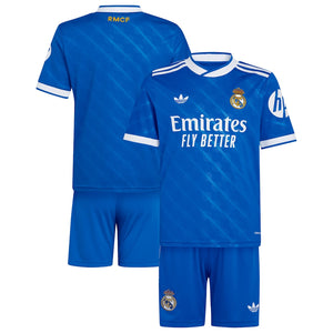 Real Madrid 2025-2026 3rd Away Kid's Football Kit Blue