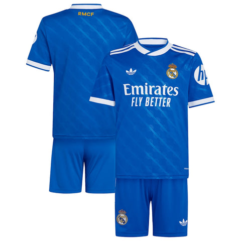 Real Madrid 2025-2026 3rd Away Kid's Football Kit Blue