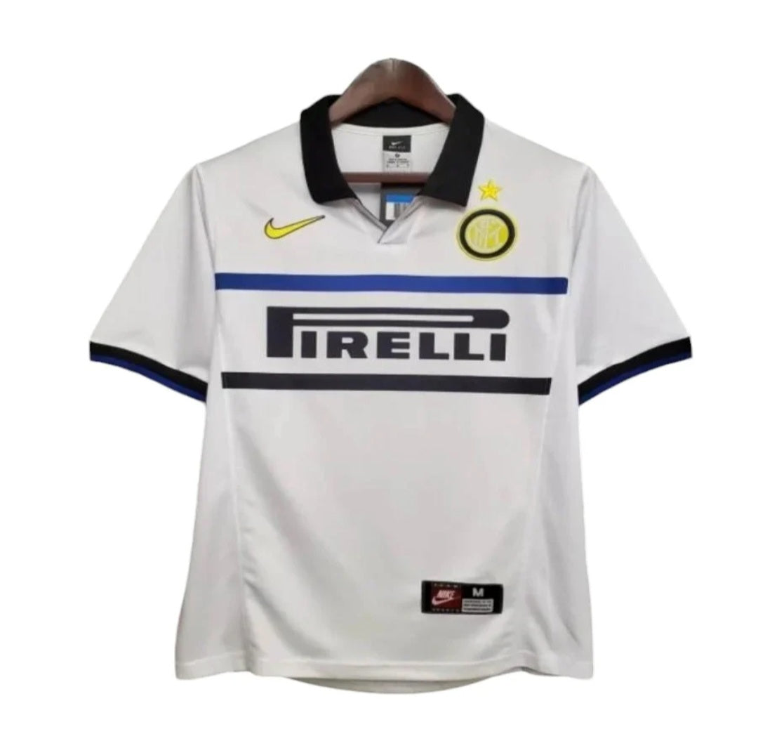 Inter Milan 1998-1999 Away Retro Men's Football Shirt White Ronaldo 9
