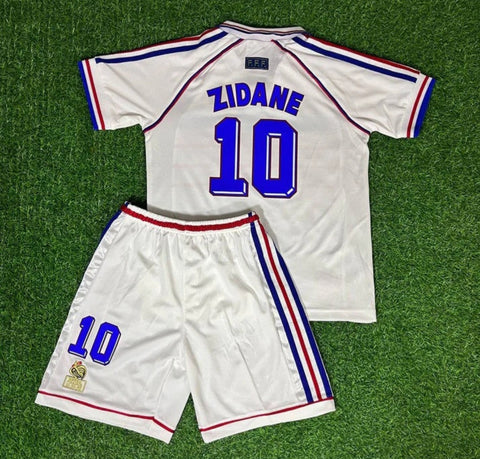 France 1998 World Cup Retro Away Kid's Football Kit Zidane 10