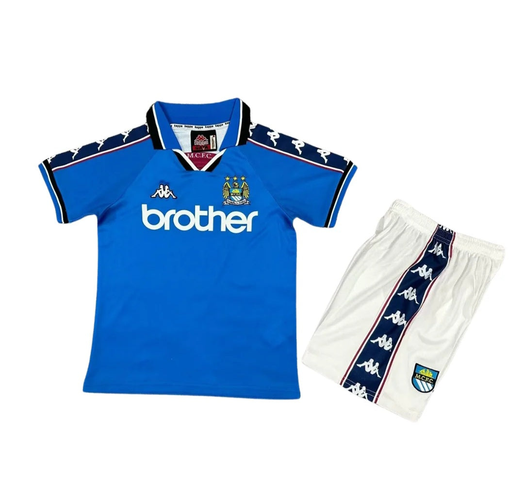 Manchester City 1997-1998 Retro Home Kid's Football Kit