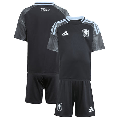 Aston Villa 2025-2026 Away Kid's Football Kit Black