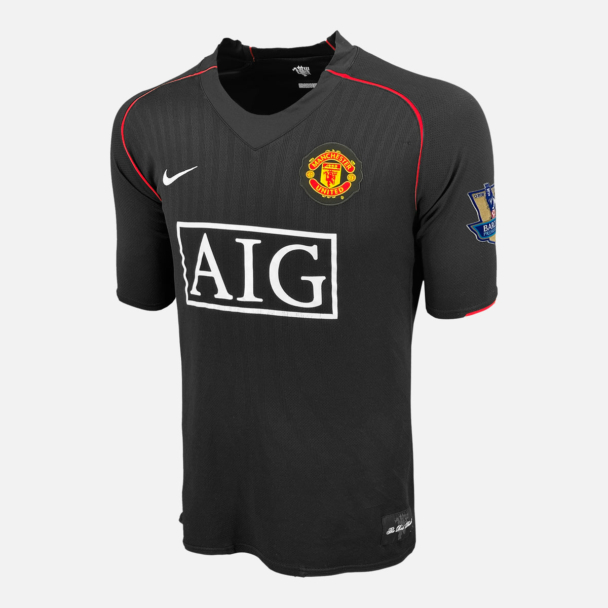 Manchester United 2007-2008 Away Retro Men's Football Shirt Ronaldo 7 Print Black