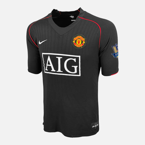 Manchester United 2007-2008 Away Retro Men's Football Shirt Ronaldo 7 Print Black