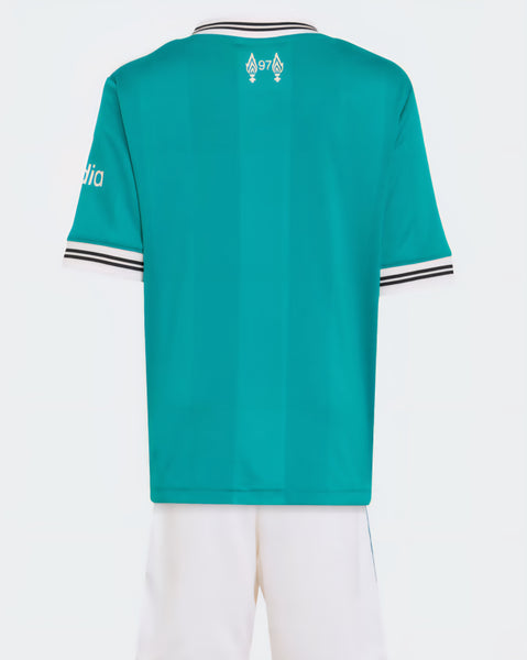 Liverpool 2025-2026 Away 3rd Kid's Football Kit Green