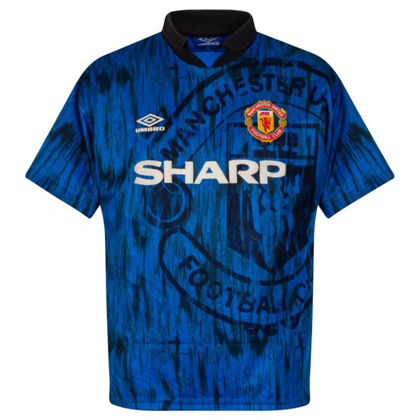 Manchester United 1992-1993 Retro Away Men's Football Shirt Cantona 7 Print Blue