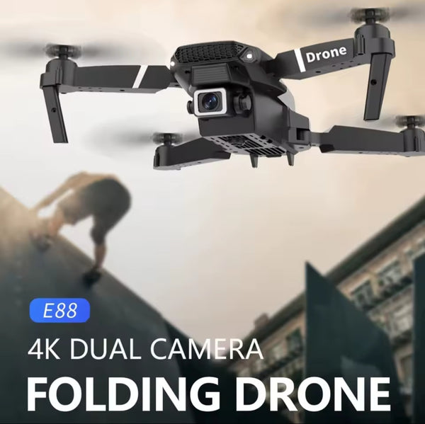 4K HD 1080p Dual Camera  RC Drone E88 WIFI FPV Drone with Wide Angle Foldable