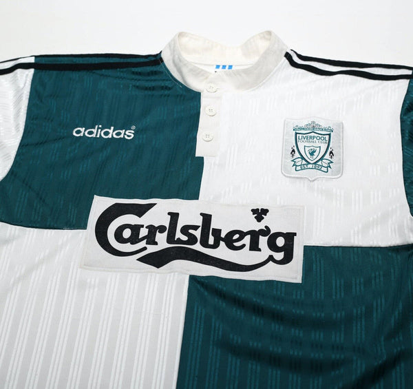Liverpool 1995-1996 Away Retro Men's Football Shirt Green & White