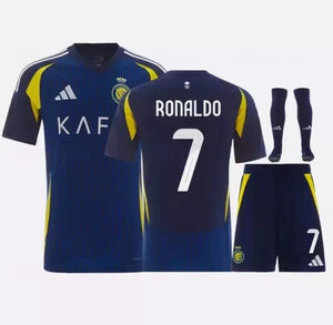 Al Nassr 2024-2025 Ronaldo CR7 Print Away Kid's Kit Blue