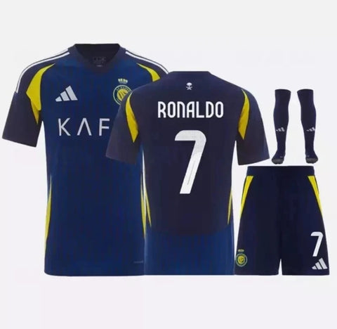 Al Nassr 2024-2025 Ronaldo CR7 Print Away Kid's Kit Blue
