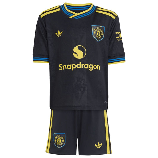 Manchester United 2025-2026 Away 3rd Kid's Football Kit Black