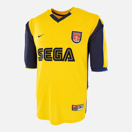 Arsenal 1999-2000 Away Retro Men's Football Shirt Yellow