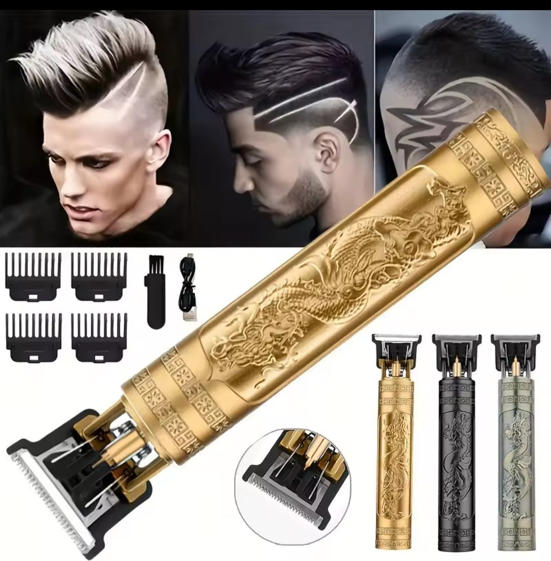 T9 Professional Mens Hair Clippers Trimmer Machine Small/Mini Cordless Beard Electric Shaver Chinese Dragon Pattern Design