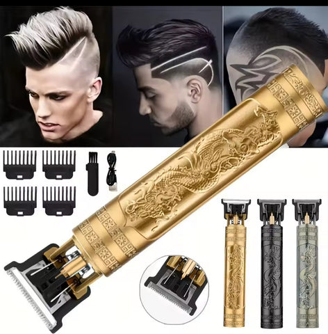 T9 Professional Mens Hair Clippers Trimmer Machine Small/Mini Cordless Beard Electric Shaver Chinese Dragon Pattern Design
