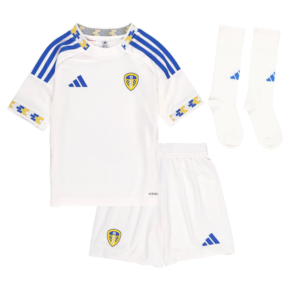 Leeds United 2025-2026 Home Kid's Football Kit White