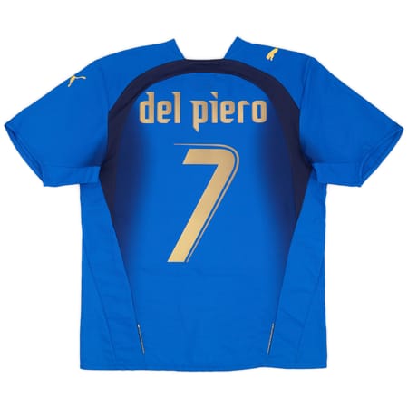 Italy World Cup 2006 Retro Home Men's Football Shirt Del Piero 7 Print Blue