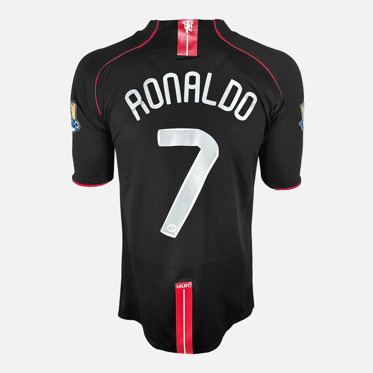 Manchester United 2007-2008 Away Retro Men's Football Shirt Ronaldo 7 Print Black