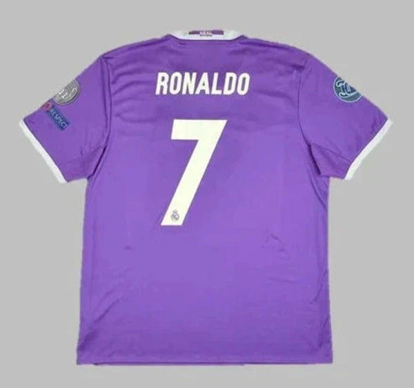 Real Madrid 2016-2017 UCL Final Retro Away Men's Football Shirt Ronaldo 7 Purple