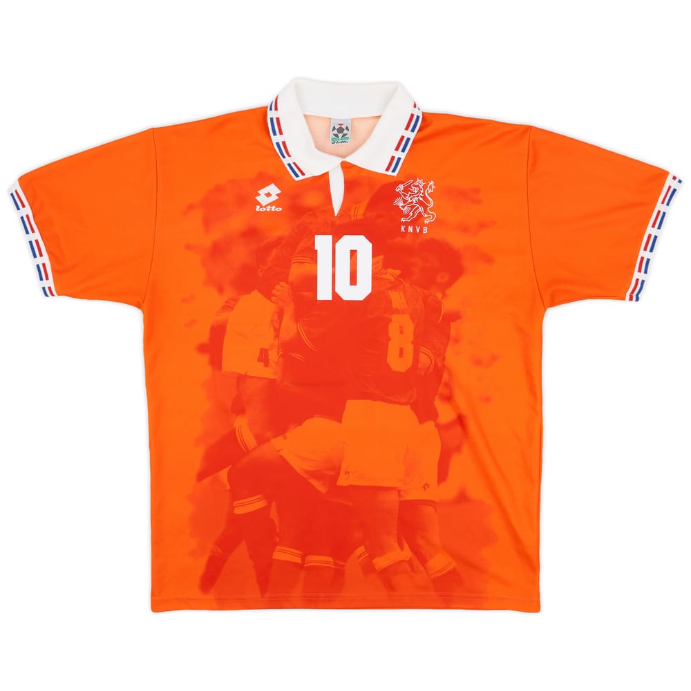 Netherlands Euro 1996 Retro Home Men's Football Shirt Bergkamp 8 Print Orange