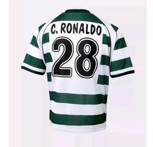 Sporting Lisbon 2001-2003 Retro Home Men's Football Shirt Ronaldo 28 Print