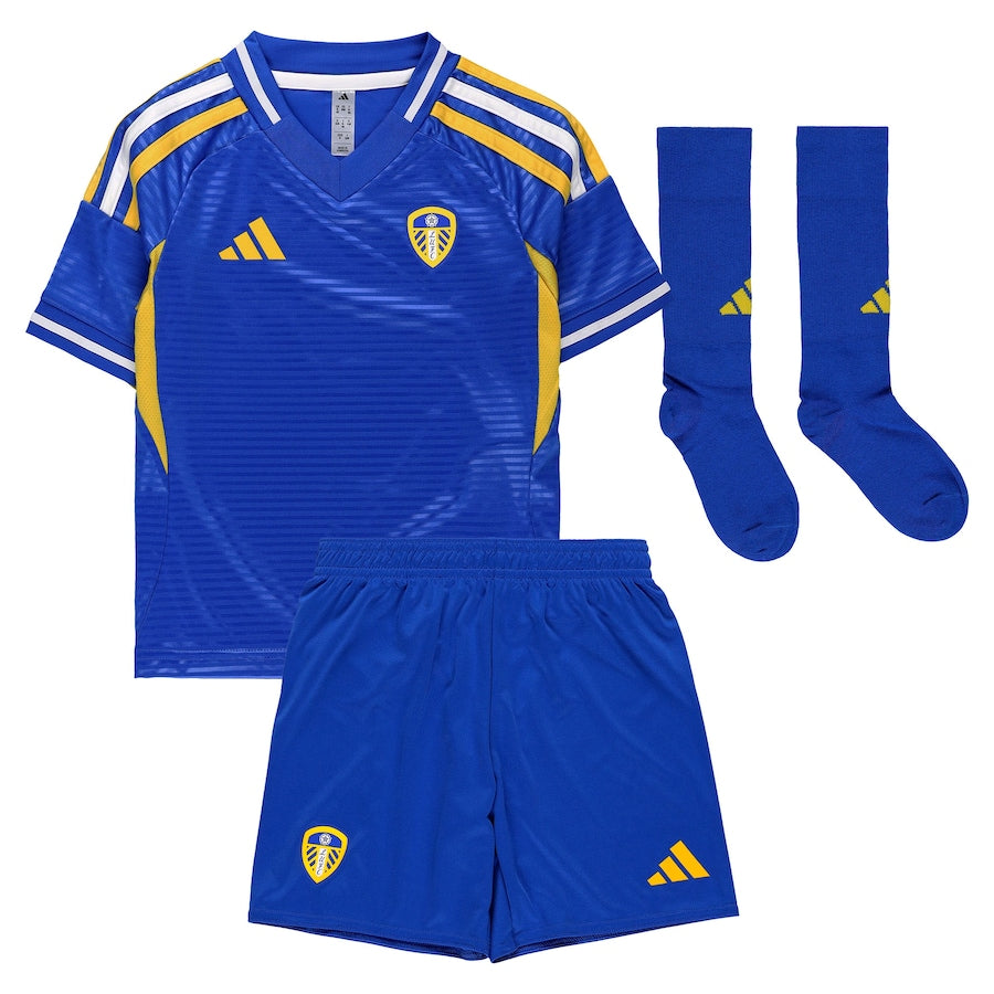 Leeds United 2025-2026 Away Kid's Football Kit Blue