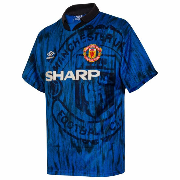 Manchester United 1992-1993 Retro Away Men's Football Shirt Cantona 7 Print Blue