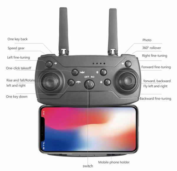 4K HD 1080p Dual Camera  RC Drone E88 WIFI FPV Drone with Wide Angle Foldable