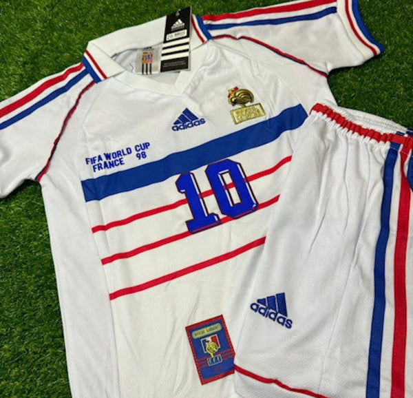 France 1998 World Cup Retro Away Kid's Football Kit Zidane 10
