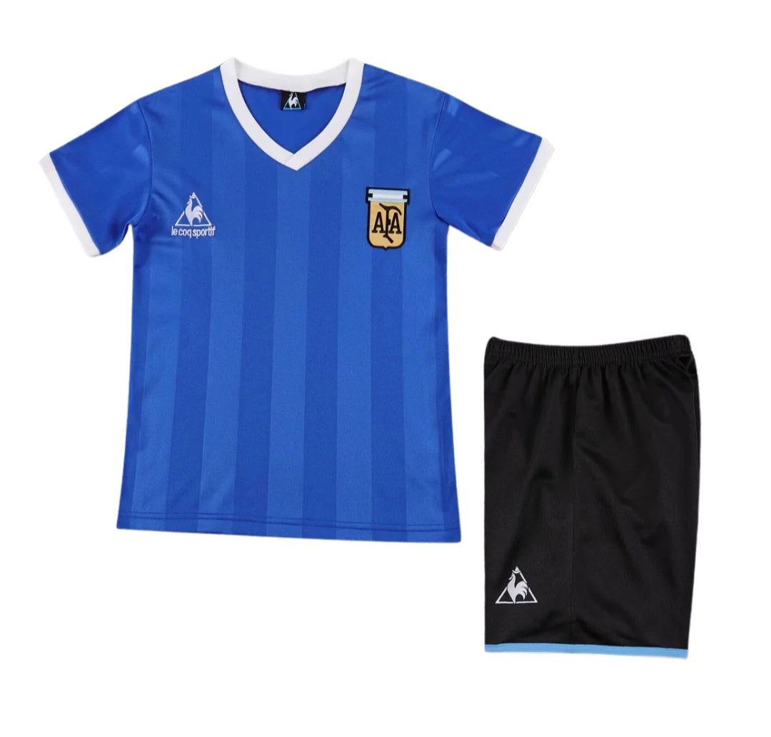 Argentina 1986 Retro Away Kid's Football Kit Maradona 10