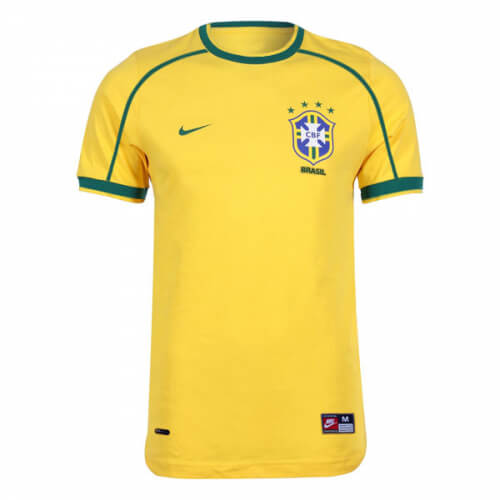 Brazil 1998 Retro Home Men's Football Shirt Ronaldo Number 9 Print