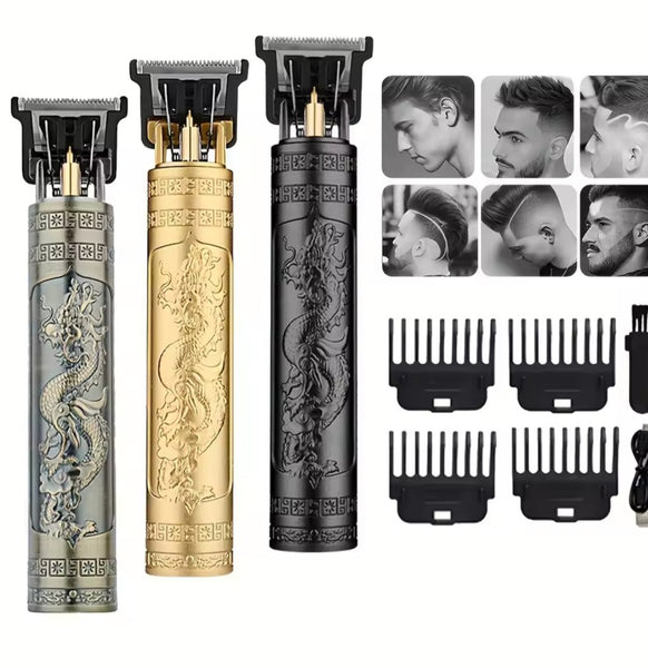 T9 Professional Mens Hair Clippers Trimmer Machine Small/Mini Cordless Beard Electric Shaver Chinese Dragon Pattern Design