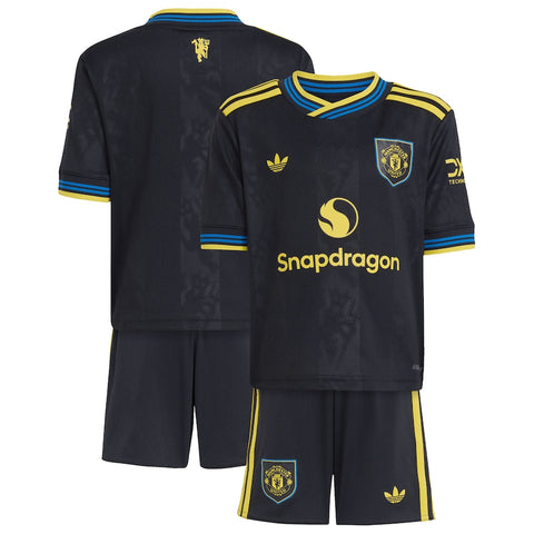 Manchester United 2025-2026 Away 3rd Kid's Football Kit Black