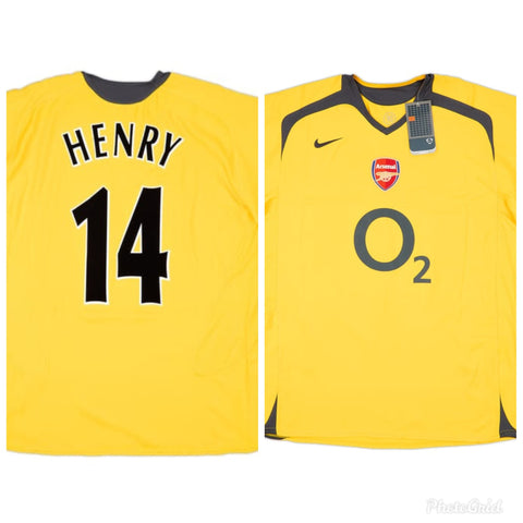 Arsenal 2005-2006 Retro Away Men's Football Shirt Yellow Henry 14