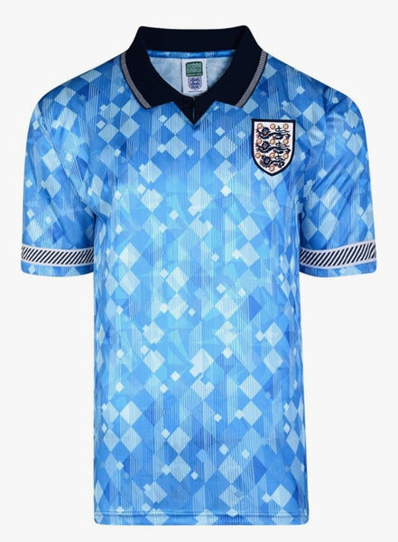 England 1989-1991 Retro 3rd Away Men's Football Shirt Blue