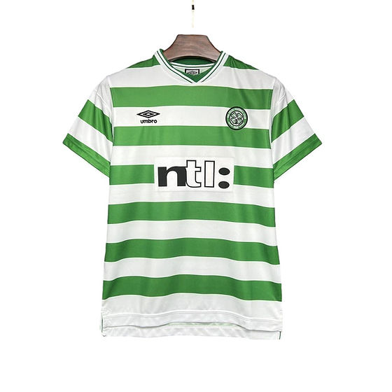 Celtic 1999-2001 Retro Home Men's Football Shirt Green & White Stripes