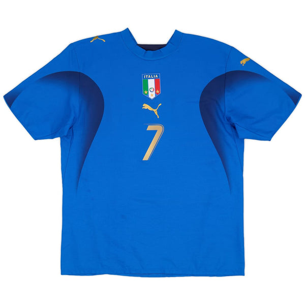 Italy World Cup 2006 Retro Home Men's Football Shirt Del Piero 7 Print Blue