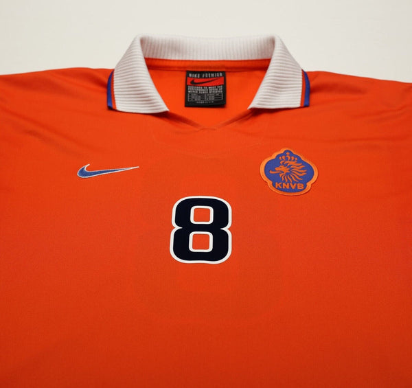 Netherlands 1998 Retro Home Men's Football Shirt Bergkamp 8 Print Orange