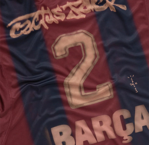 Barcelona X Cactus Jack Skeleton Travis Scott Special Limited Edition 2000-2001 Retro Home Men's Football Shirt
