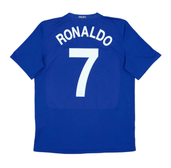 Manchester United 2008-2009 3rd Away Retro Men's Football Shirt Ronaldo 7 Print Blue