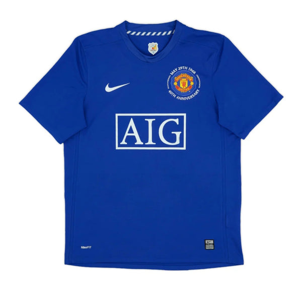 Manchester United 2008-2009 3rd Away Retro Men's Football Shirt Ronaldo 7 Print Blue