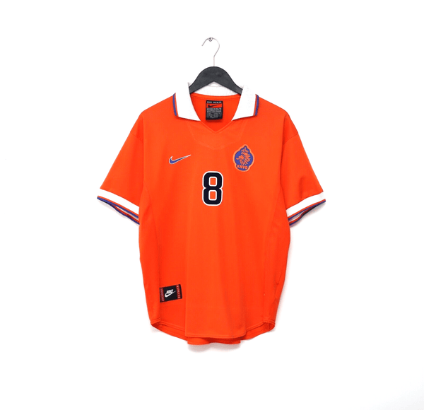 Netherlands 1998 Retro Home Men's Football Shirt Bergkamp 8 Print Orange