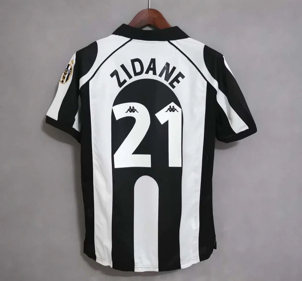 Juventus 1997-1998 Home Retro Men's Football Shirt Black Zidane 21 Print