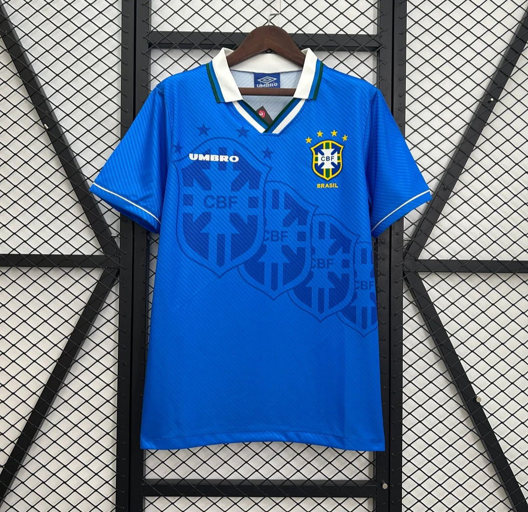 Brazil 1996 Away Retro Men's Football Shirt Blue